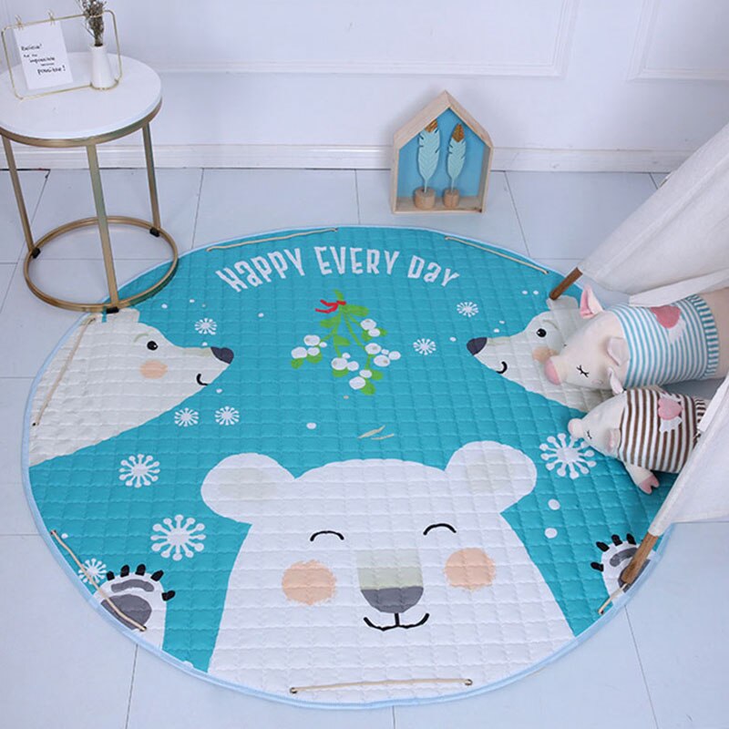 Kids Floor Mat Round Storage Toy Bag